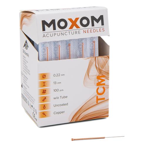 Acupuncture needles with copper handle - MOXOM TCM 100 pcs. (Uncoated) 0,22 x 13 mm, 1022099, Acupuncture Needles MOXOM