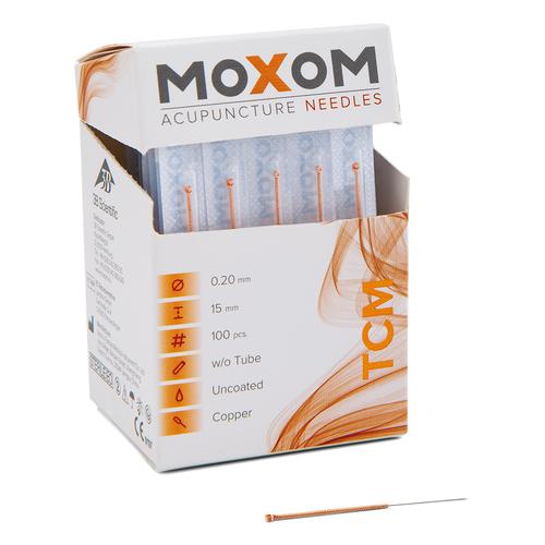 Acupuncture needles with copper handle - MOXOM TCM 100 pcs. (Uncoated) 0,20 x 15 mm, 1022100, Uncoated Acupuncture Needles
