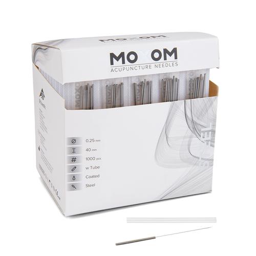 Acupuncture needles with plastic handle, siliconized - MOXOM Steel - 0.25 x 40 mm - Bulk Pack & Coated - 1000 needles, 1022127, Acupuncture Needles MOXOM